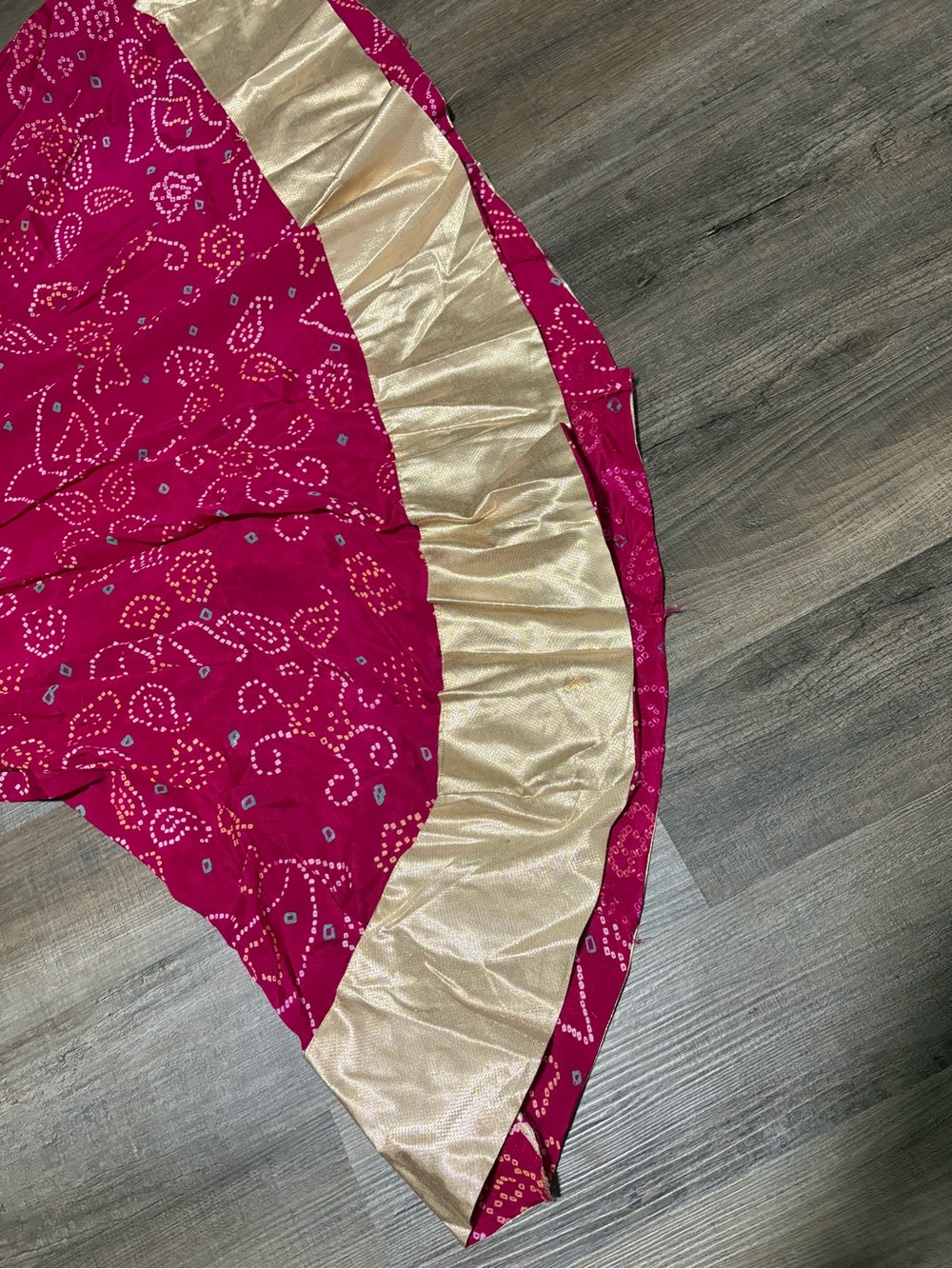 Salwar Kameez Fuchsia Pink Anarkali Dress with Gold Hem Accent - Picture 7 of 7